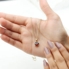 2.3 Carat Round Cut Garnet Solitaire Necklace with Rabbit Ear Bail