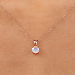 Real Ethiopian Opal Solitaire Pendant Necklace with Chain