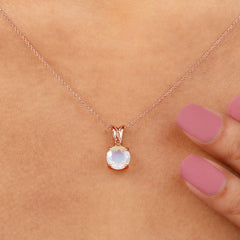 Real Ethiopian Opal Solitaire Pendant Necklace with Chain