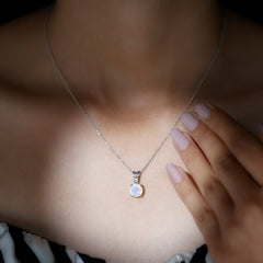 Real Ethiopian Opal Solitaire Pendant Necklace with Chain