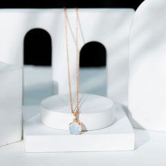 Genuine Ethiopian Opal Solitaire Necklace With Chain