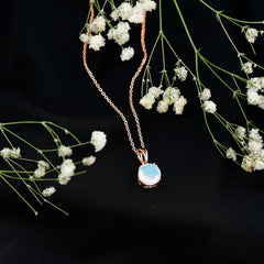 Genuine Ethiopian Opal Solitaire Necklace With Chain