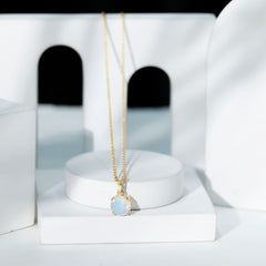 Genuine Ethiopian Opal Solitaire Necklace With Chain