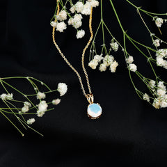 Genuine Ethiopian Opal Solitaire Necklace With Chain