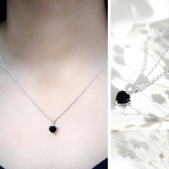 2 Carat Black Onyx Heart Pendant with Diamond