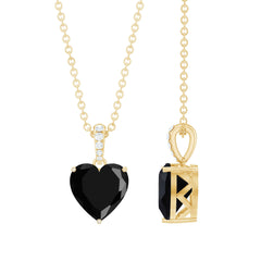 2 Carat Black Onyx Heart Pendant with Diamond