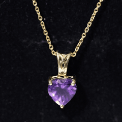 2 Carat Heart Shape Amethyst Pendant Necklace With Chain