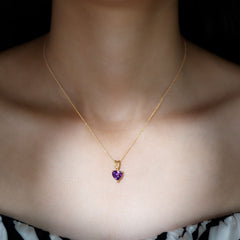 2 Carat Heart Shape Amethyst Pendant Necklace With Chain