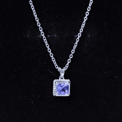 Genuine 0.7 Carat Tanzanite Solitaire Necklace With Silver Chain