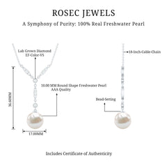 Natural Freshwater Pearl Bridal Necklace With Lab Diamond