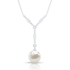 Natural Freshwater Pearl Bridal Necklace With Lab Diamond