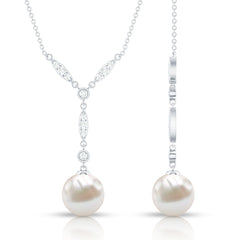 Natural Freshwater Pearl Bridal Necklace With Lab Diamond