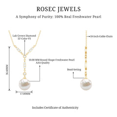 Natural Freshwater Pearl Bridal Necklace With Lab Diamond