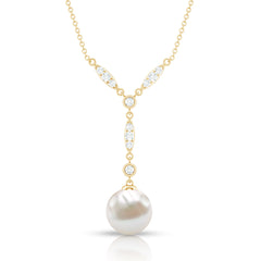 Natural Freshwater Pearl Bridal Necklace With Lab Diamond