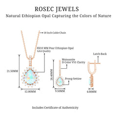 Ethiopian Opal and Moissanite Teardrop Jewelry Set