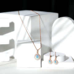 Ethiopian Opal and Moissanite Teardrop Jewelry Set