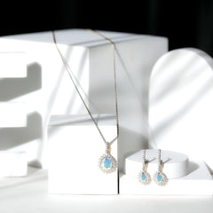 Ethiopian Opal and Moissanite Teardrop Jewelry Set