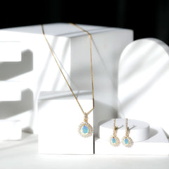 Ethiopian Opal and Moissanite Teardrop Jewelry Set