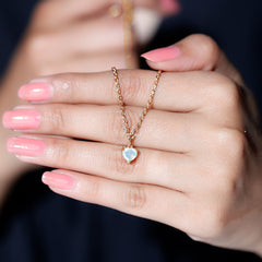 6MM Heart Shape Ethiopian Opal Necklace With Chain