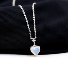 6MM Heart Shape Ethiopian Opal Necklace With Chain
