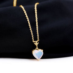 6MM Heart Shape Ethiopian Opal Necklace With Chain