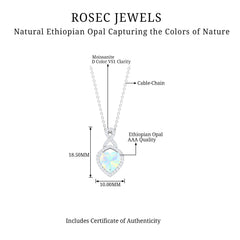 2 Carat Heart Shape Ethiopian Opal Infinity Pendant with Moissanite