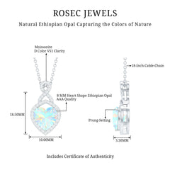 2 Carat Heart Shape Ethiopian Opal Infinity Pendant with Moissanite