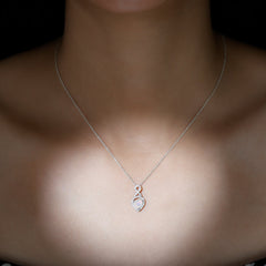 2 Carat Heart Shape Ethiopian Opal Infinity Pendant with Moissanite