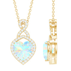 2 Carat Heart Shape Ethiopian Opal Infinity Pendant with Moissanite