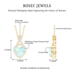2 Carat Heart Shape Ethiopian Opal Infinity Pendant with Moissanite