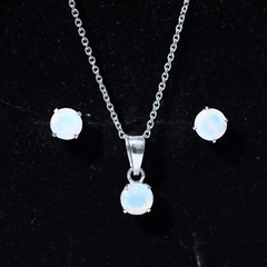 6MM Round Cut Ethiopian Opal Solitaire Jewelry Set