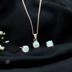 6MM Round Cut Ethiopian Opal Solitaire Jewelry Set