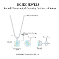 6MM Round Cut Ethiopian Opal Solitaire Jewelry Set
