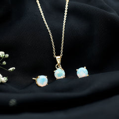 6MM Round Cut Ethiopian Opal Solitaire Jewelry Set