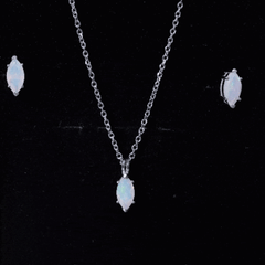 Marquise Cut 4X8 MM Ethiopian Opal Solitaire Jewelry Set