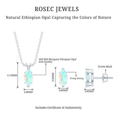 Marquise Cut 4X8 MM Ethiopian Opal Solitaire Jewelry Set