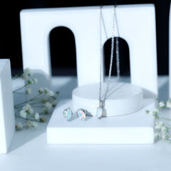 Marquise Cut 4X8 MM Ethiopian Opal Solitaire Jewelry Set