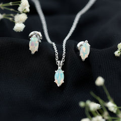 Marquise Cut 4X8 MM Ethiopian Opal Solitaire Jewelry Set