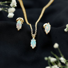 Marquise Cut 4X8 MM Ethiopian Opal Solitaire Jewelry Set