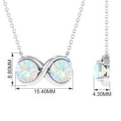 Real Ethiopian Opal 2 Stone Infinity Necklace for Women