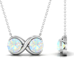 Real Ethiopian Opal 2 Stone Infinity Necklace for Women
