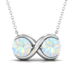 Real Ethiopian Opal 2 Stone Infinity Necklace for Women