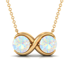 Real Ethiopian Opal 2 Stone Infinity Necklace for Women
