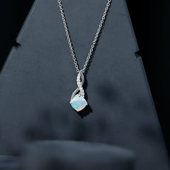 1.87 Carat Cushion Cut Ethiopian Opal Infinity Pendant with Silver Chain