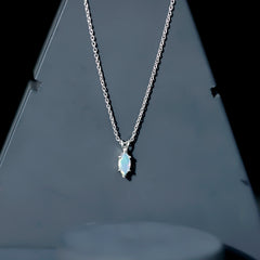 Marquise Cut 0.5 Carat Ethiopian Opal Solitaire Necklace with Silver Chain