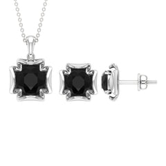 Certified Lab Grown Black Diamond Solitaire Necklace and Earrings Set