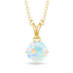 1/2 CT Round Cut Ethiopian Opal Solitaire Pendant