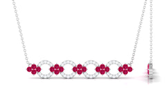 1.75 CT Ruby and Diamond Bridal Bar Necklace