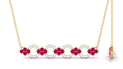 1.75 CT Ruby and Diamond Bridal Bar Necklace