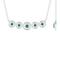 Contemporary Emerald Bar Necklace with Diamond